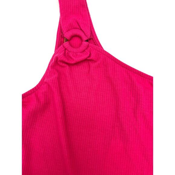 LOVE, FIRE Trendy Plus Size One-shoulder Ring Tank In Hot Pink NWT 1X - Picture 3 of 3